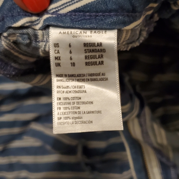 Blue and White Striped American Eagle Pants - Picture 5 of 5